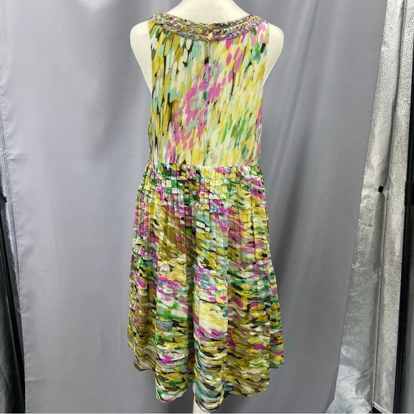 Anthropologie Leifsdottir rainbow confetti silk ruffle sleeveless Shift dress 4 - Picture 8 of 11